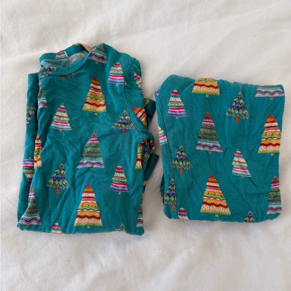Posh Peanut Teal Christmas Tree pajama set